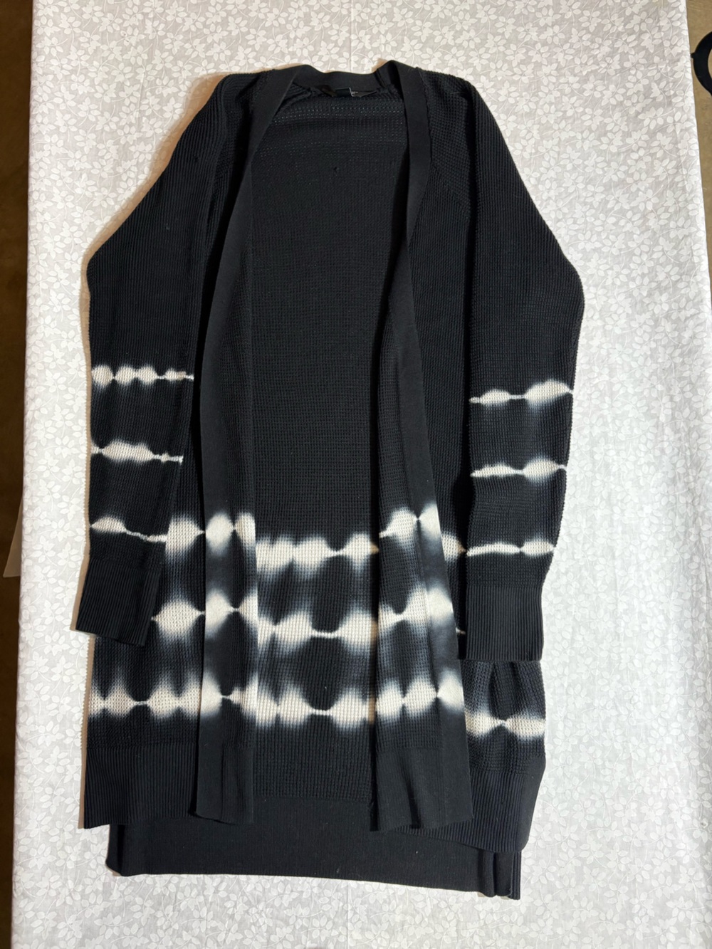 Simply Vera Vera Wang Black Tie-Dye Open Ribbed Cardigan
